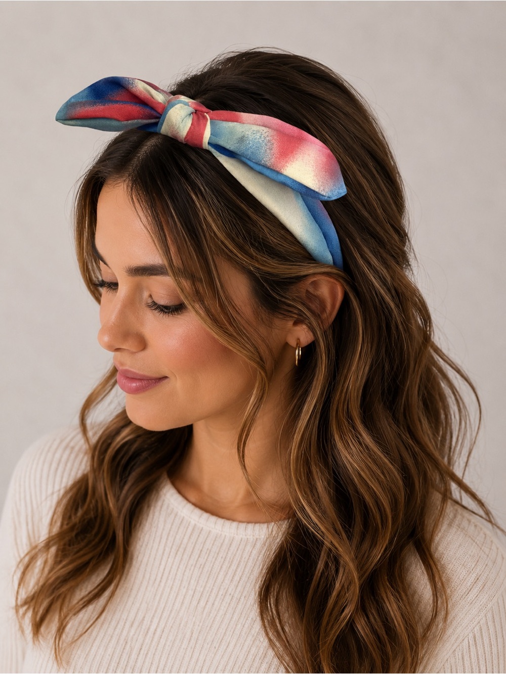 Tie-Dye Knotted Headband - Blue Pink